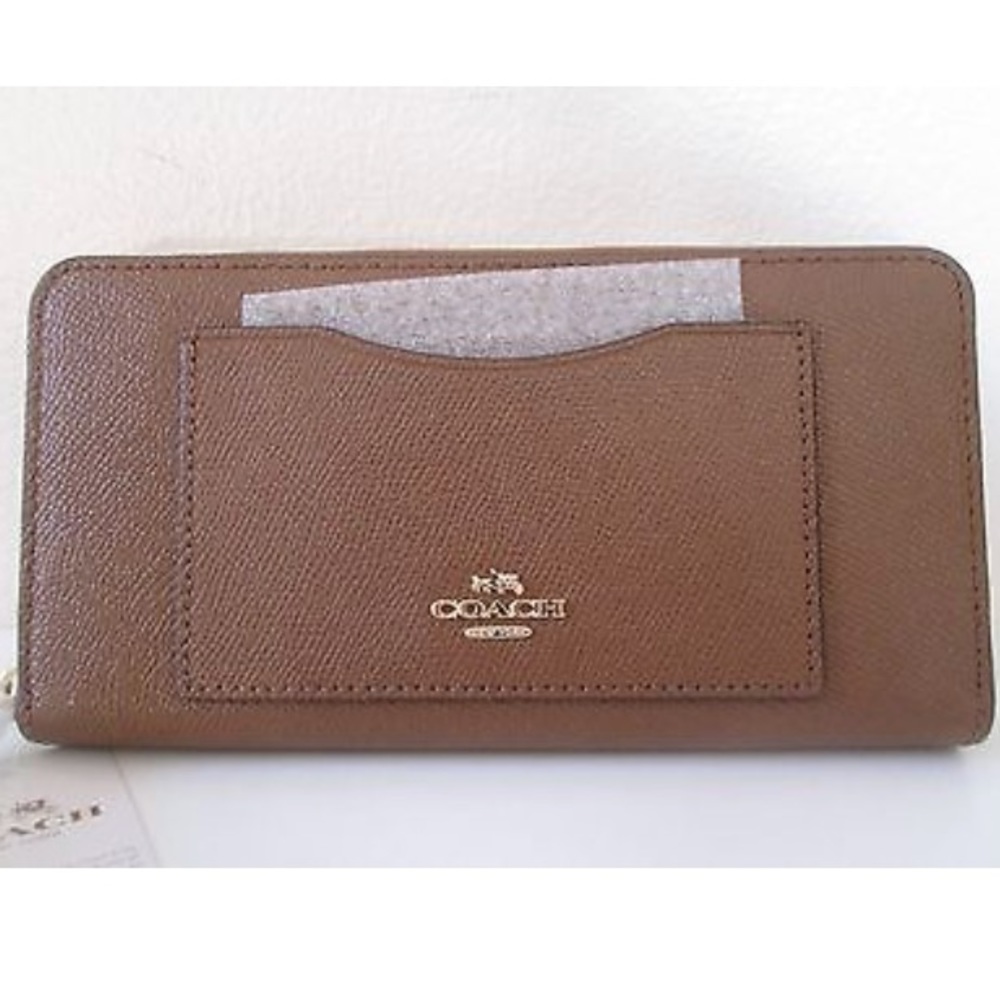 🆕 Coach Accordion Zip Wallet Crossgrain Leather